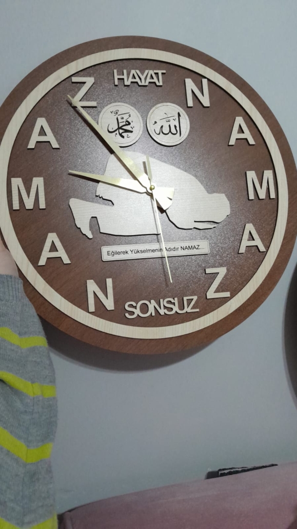 Namaz-Zaman Saat Ahşap 40 CM