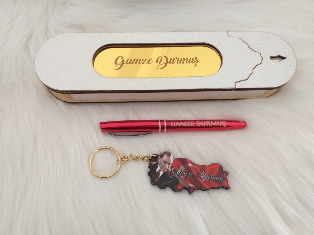 ÇEKMECELİ KALEM ANAHTARLIK SET