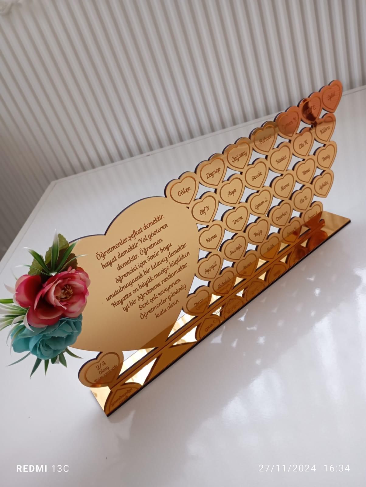 KALPLİ ÖĞRETMEN İSİMLİK TEK TEK İSİMLİ 40x30